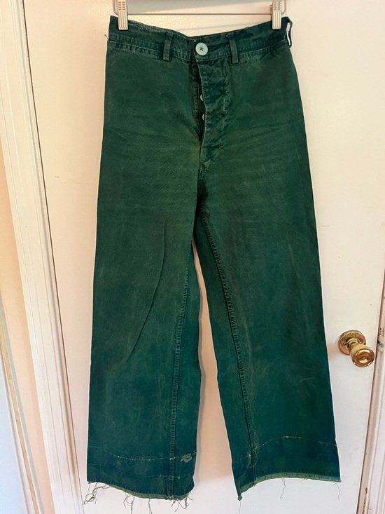 Jesse Kamm Pants - Jesse Kamm Forest Green Wide-Leg Cotton Pants
